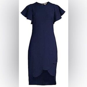Shoshanna Women's Dade Circular Cap Sleeve Scalloped Shift Dress | Size 4